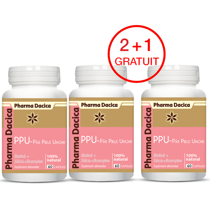 PPU – păr, piele, unghii 2+1 Gratuit, 60 capsule - imagine 1