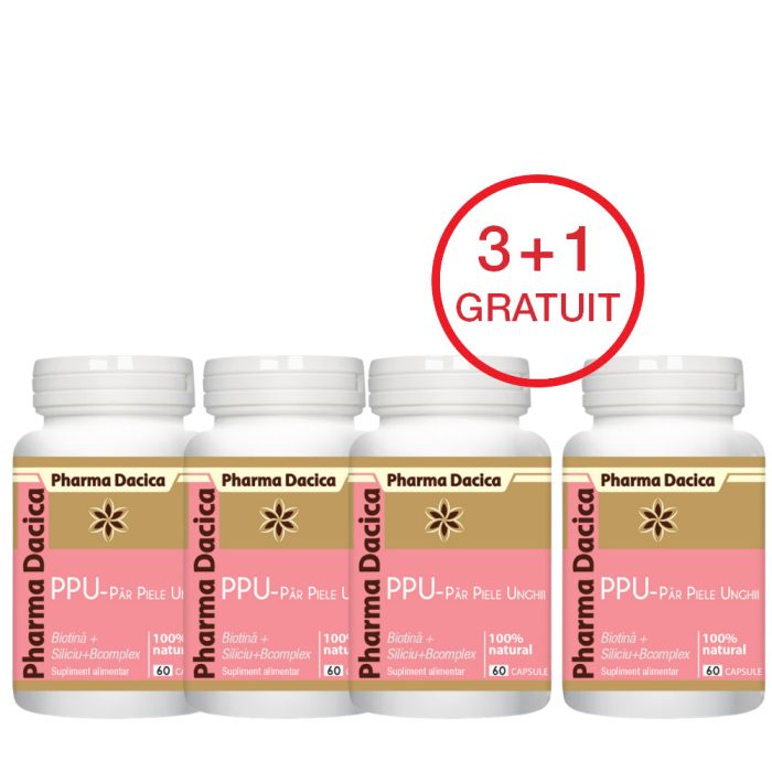 PPU – păr, piele, unghii 3+1 Gratuit, 60 capsule x 4 - imagine 1