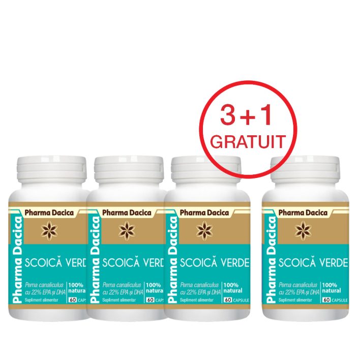 Scoică Verde 3+1 Gratuit, 60 capsule x 4 - imagine 1